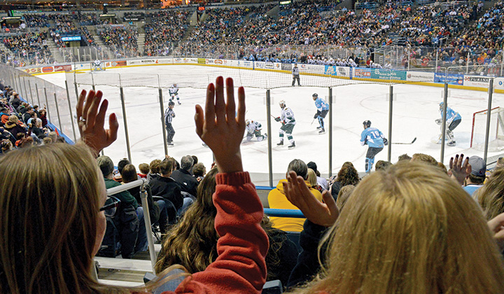 WLC students attending an Admirals game